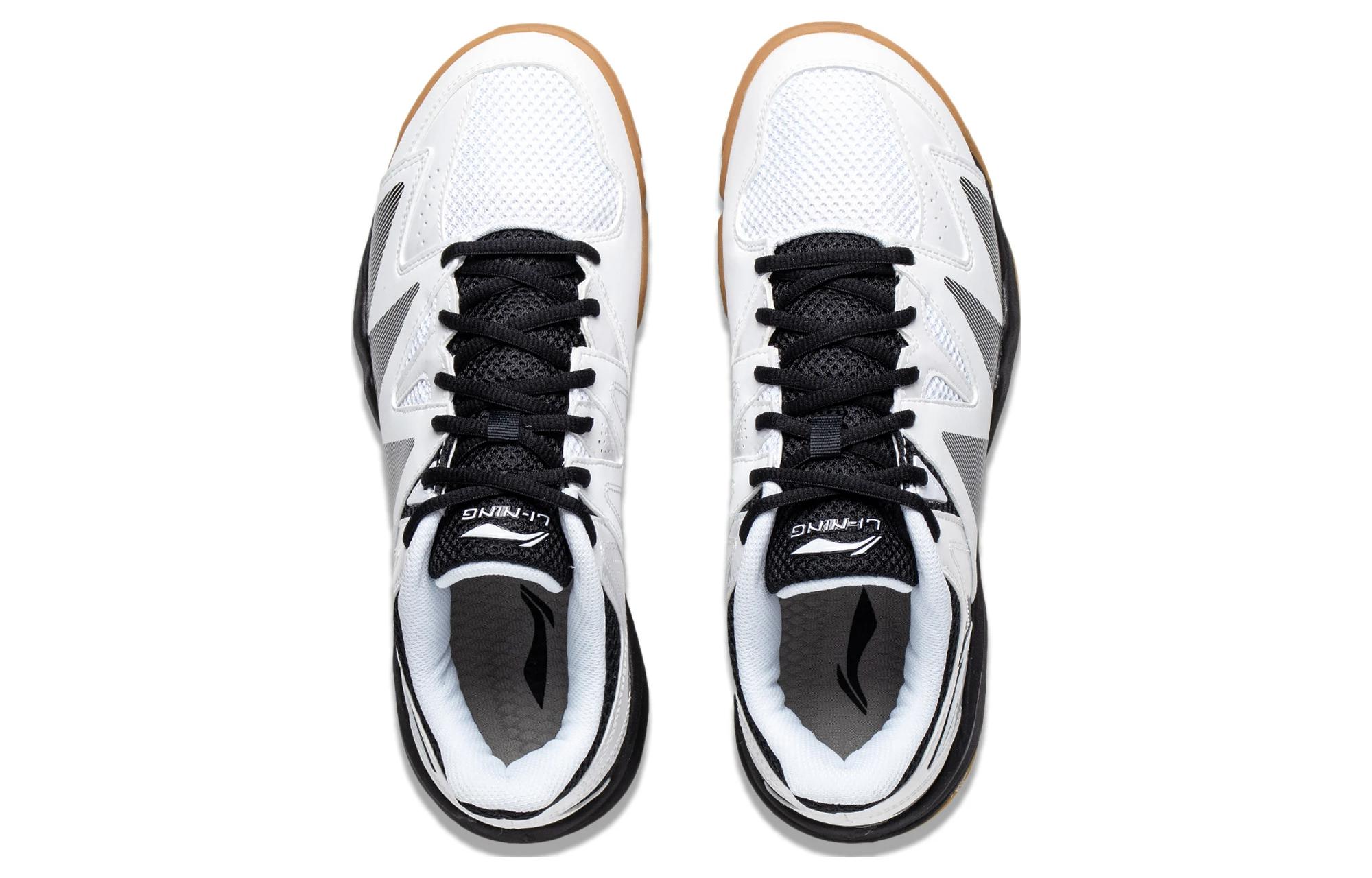 Li Ning Seamless Textile, Synthetic Leather Abrasion Resistant Breathable Low top Badminton Shoes Unisex White Black