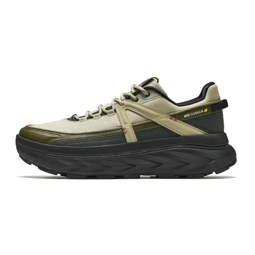Anta Cushioning Slip Resistant Abrasion Resistant Low top Hiking Shoes Men's Green Black