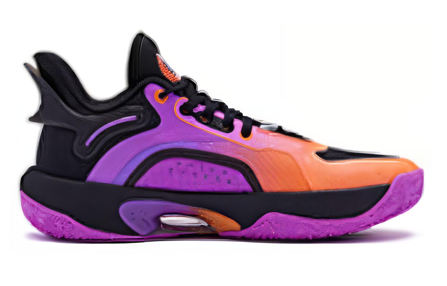 QIAODAN Halberd 6 Cushioning Slip Resistant Mid top Basketball Shoes Men’s Purple Orange