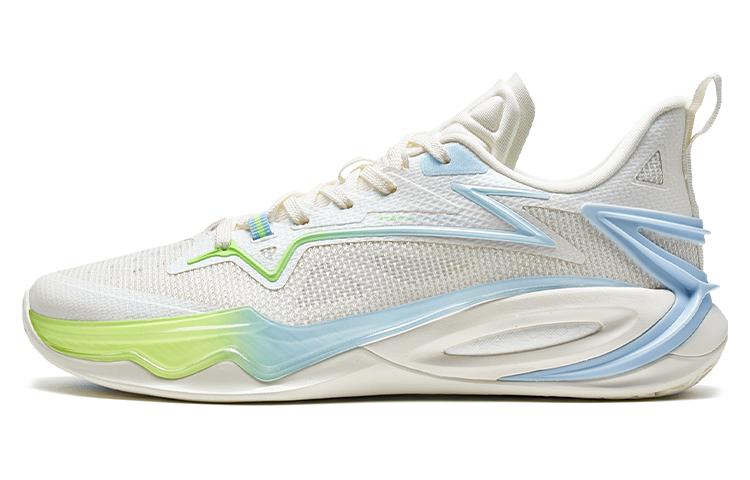 XTEP Light Attack 2 Cushioning Slip Resistant Abrasion Resistant Low top Basketball Shoes Men’s White Blue Green