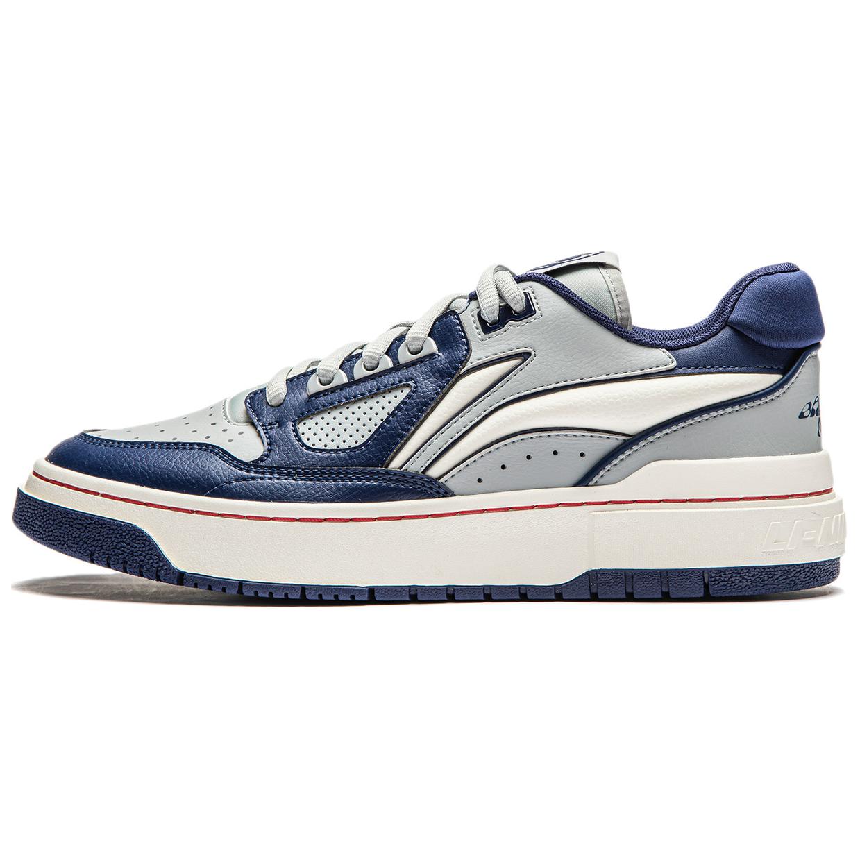 Li Ning Slip Resistant Abrasion Resistant Low top Basketball Shoes Unisex Gray Blue White