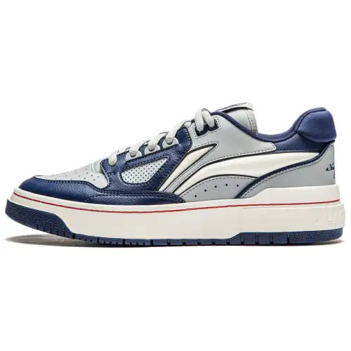 Li Ning Slip Resistant Abrasion Resistant Low top Basketball Shoes Unisex Gray Blue White