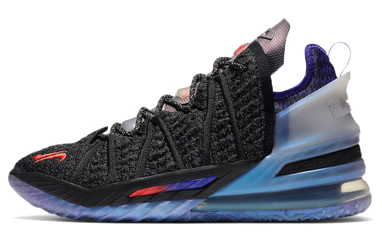Kylian Mbappé x Nike Lebron 18 \"The Choosen 2\" James 18 Mbappe joint shock absorption, anti-slip wear resistance, middle-top practical basketball shoes, men's black and purple, foreign version