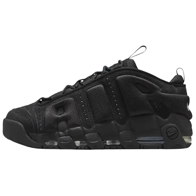Nike Air More Uptempo Textile, Leather Low top Basketball Shoes Unisex Black