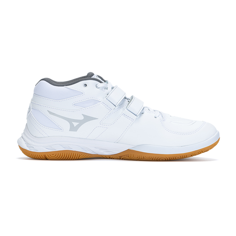 Mizuno Fang Cushioning Slip Resistant Abrasion Resistant Support Mid top Badminton Shoes Unisex Aurora Silver