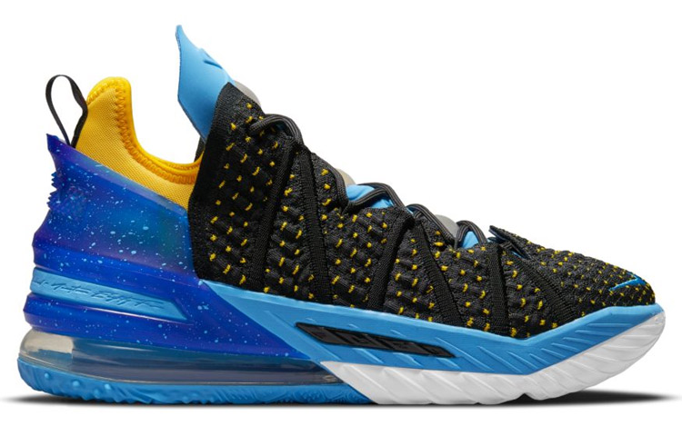 Мужские кроссовки Nike Lebron 18 EP "Minneapolis Lakers" (черно-сине-желтые) — Чёрный / синий / жёлтый — фото 2