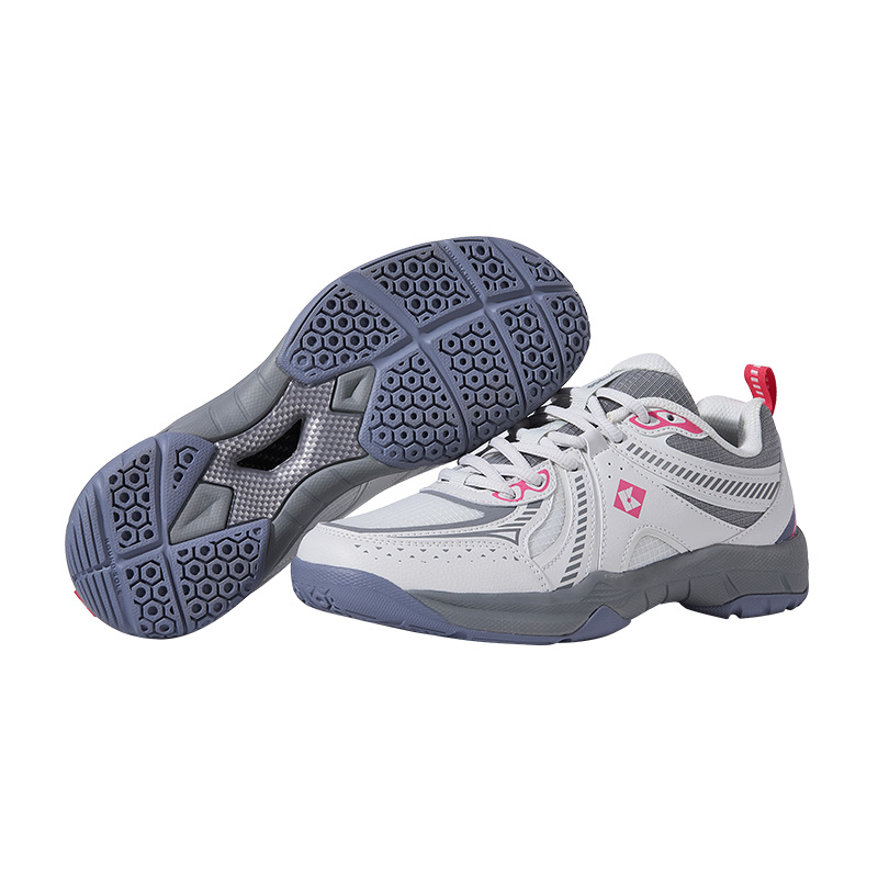 KUMPOO Cushioning Breathable Support Low top Badminton Shoes Unisex White Gray Pink