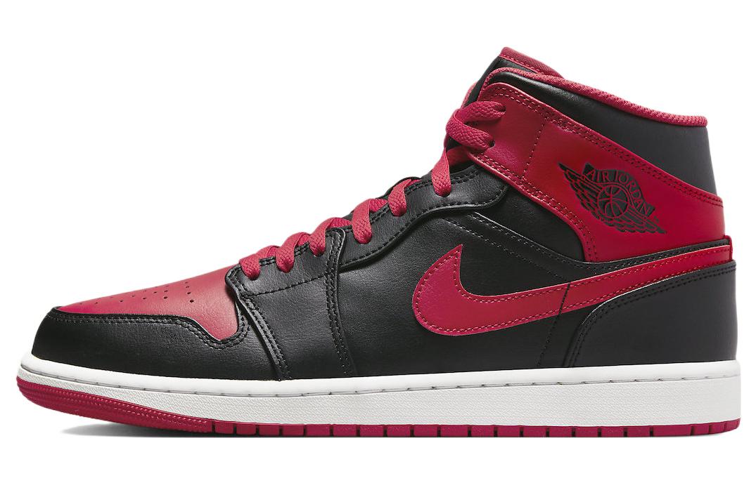 Jordan Air Jordan 1 mid \"alternate bred\" trendy mid-top retro basketball shoes men's black and red