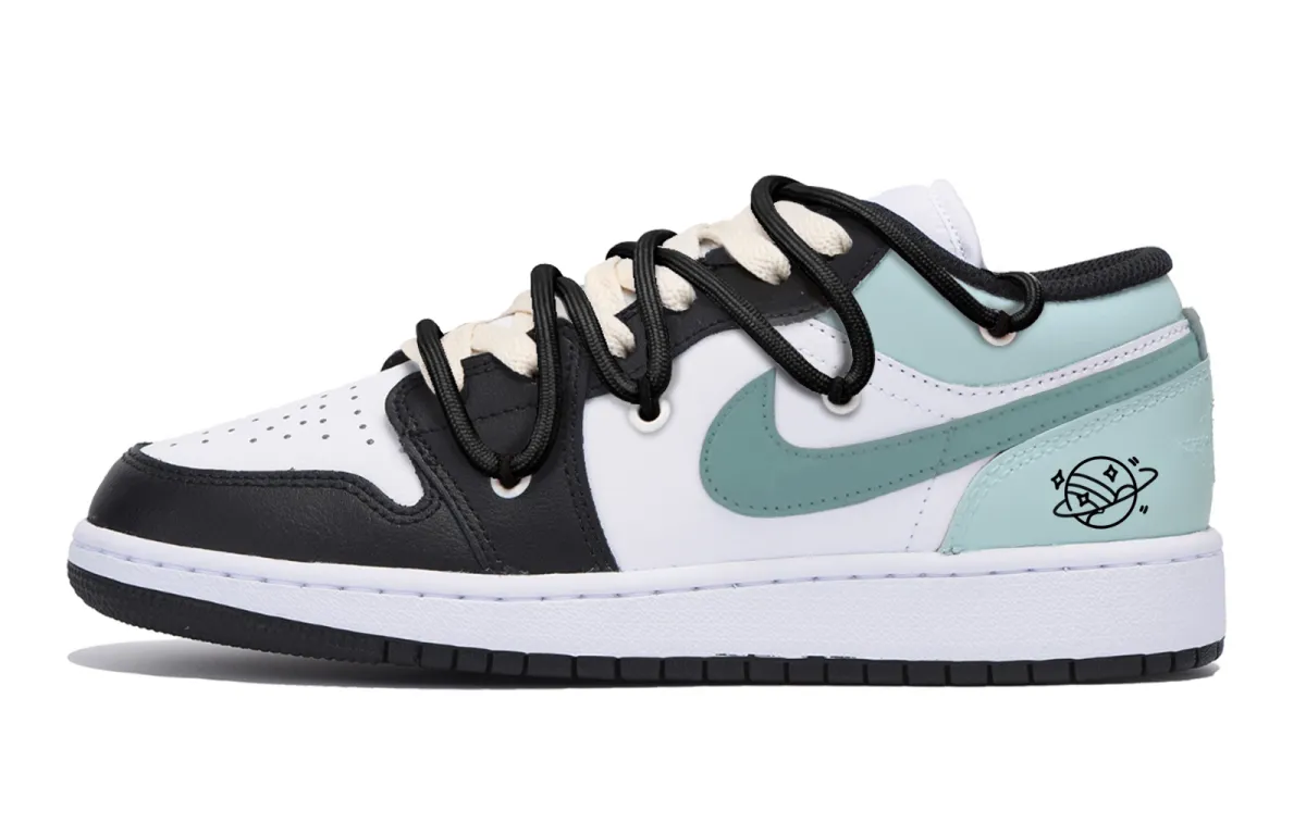 Jordan Air Jordan 1 Puppy Fragment Low top Vintage Basketball Shoes Men's Black Green