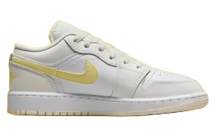 Jordan Air Jordan 1 Abrasion Resistant Slip Resistant Low top Vintage Basketball Shoes Women’s White Yellow