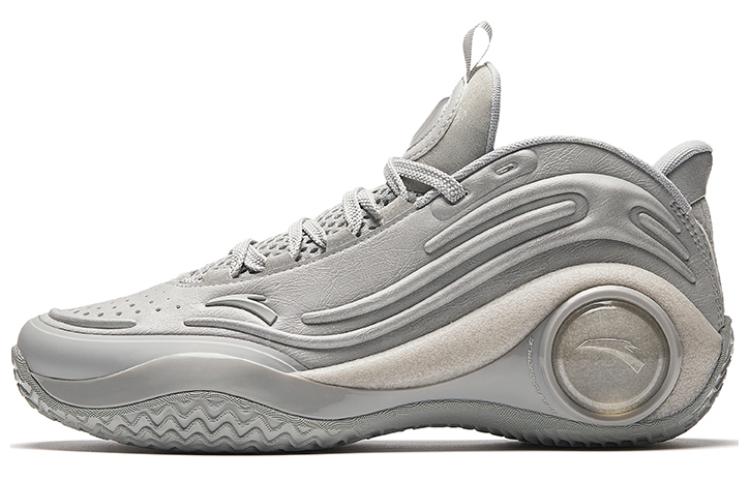 Anta Cement Bubbles 4.0 Cushioning Slip Resistant Abrasion Resistant Low top Basketball Shoes Men's Light Bath Gray