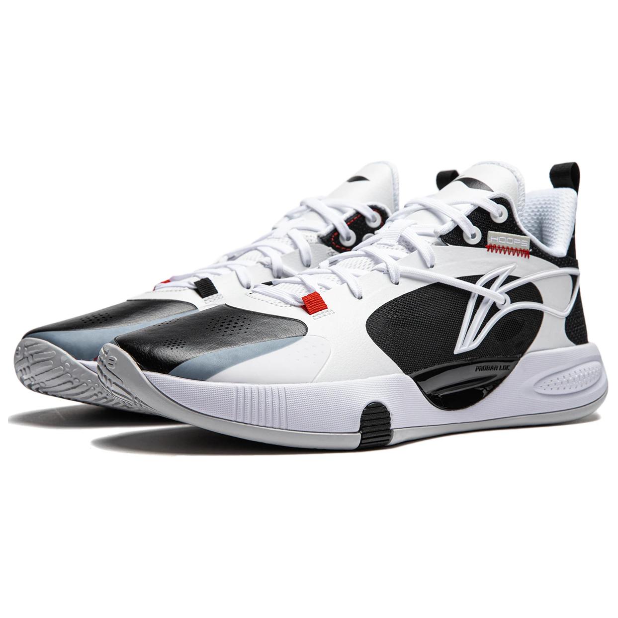 Li Ning Comfortable And Trendy Slip Resistant Abrasion Resistant Cushioning Low top Basketball Shoes Men’s White Black