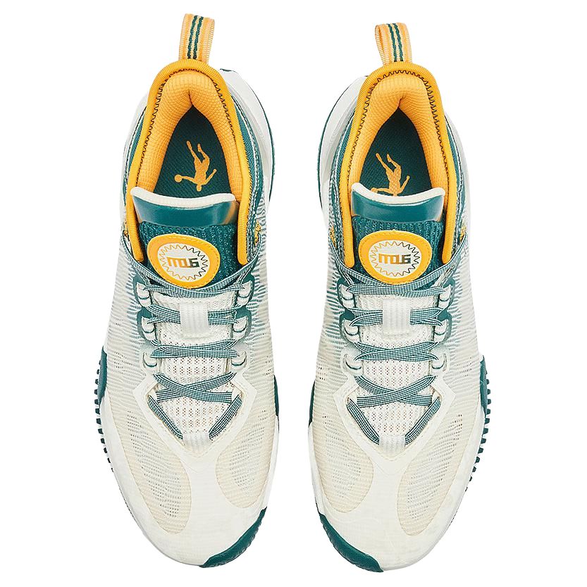 QIAODAN Polishing 6 Cushioning Slip Resistant Low top Basketball Shoes Men’s White Green