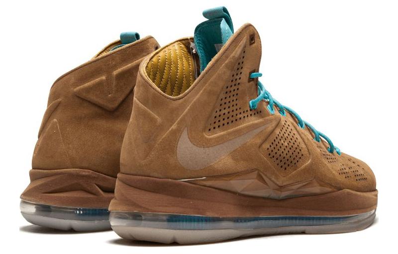 Мужские кроссовки Nike Lebron 10 EXT Hazelnut (коричневые) — 棕/宝蓝/白 — фото 4