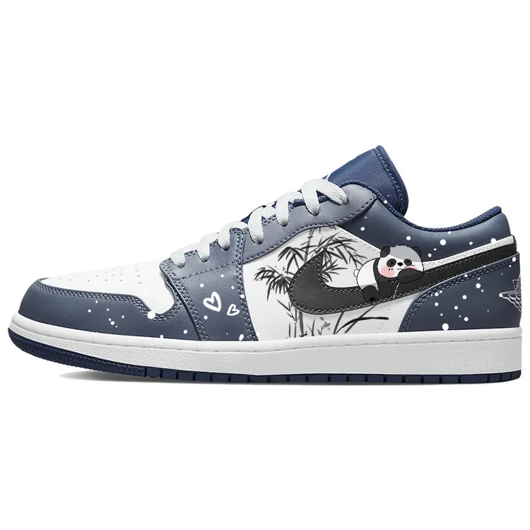 Jordan Air Jordan 1 Abrasion Resistant Slip Resistant Low top Vintage Basketball Shoes Men's Marine Blue