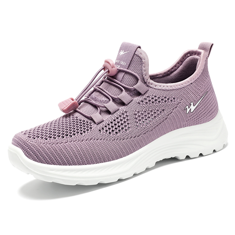 DOUBLE STAR 88 Flyknit Summer Elderly Women’s Soft Sole Middle Aged Walking Shoes, Slip on Mom Shoes, Mesh Shoes