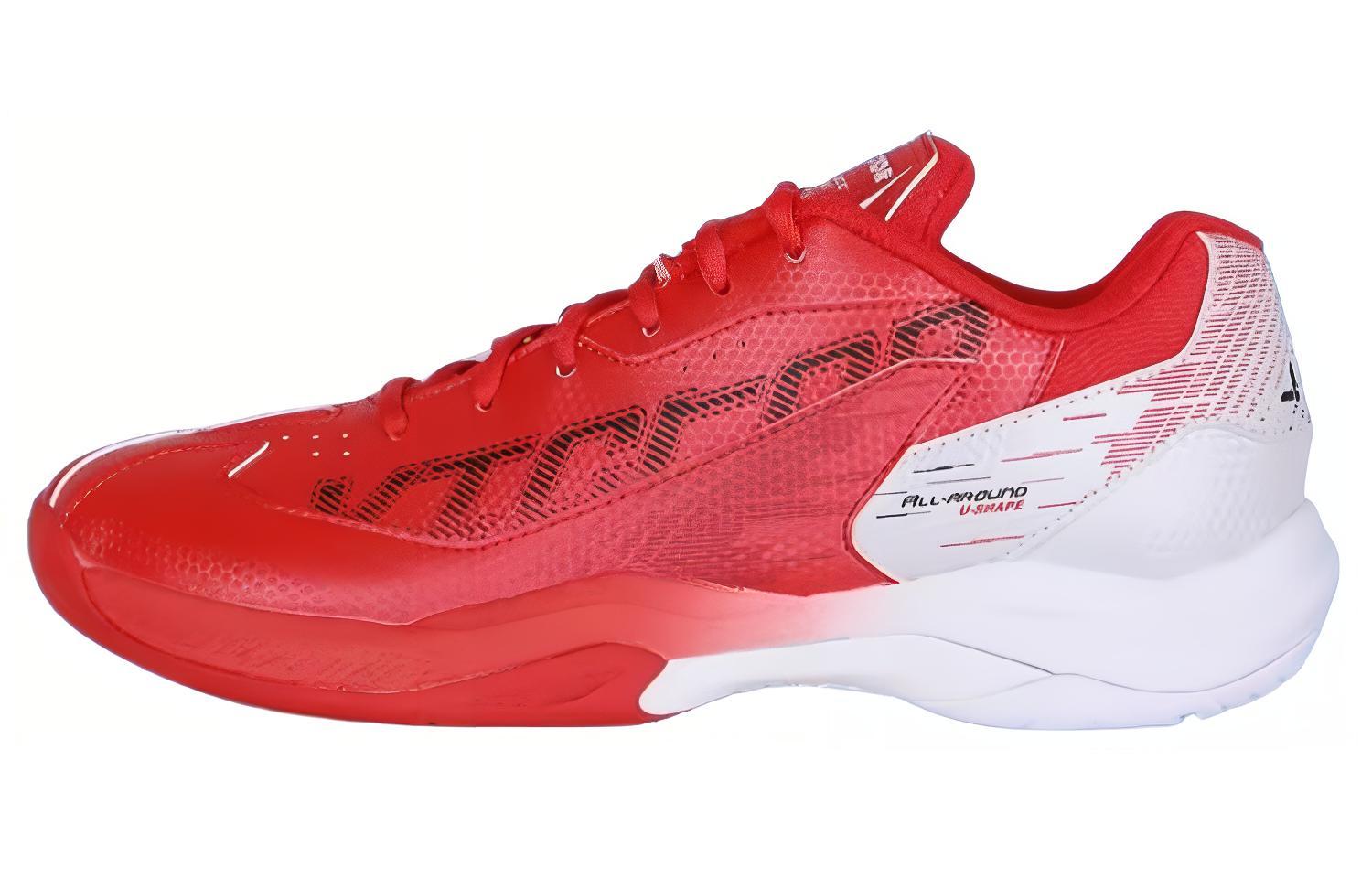 VICTOR Mesh, Synthetic Leather Abrasion Resistant Slip Resistant Low top Badminton Shoes Unisex Red White