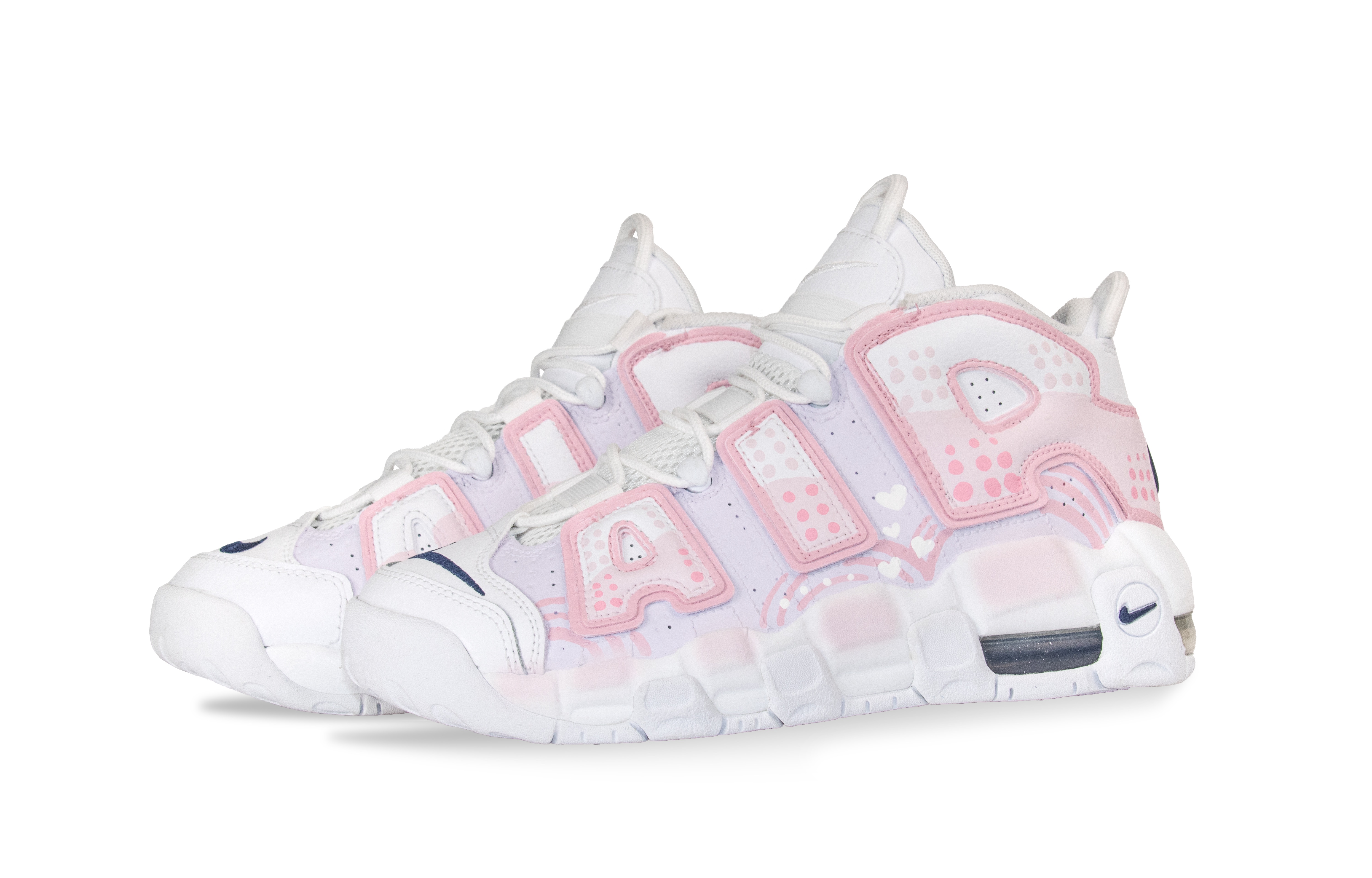 Nike Air More Uptempo Cushioning Slip Resistant Abrasion Resistant Mid top Vintage Basketball Shoes Women’s Pink