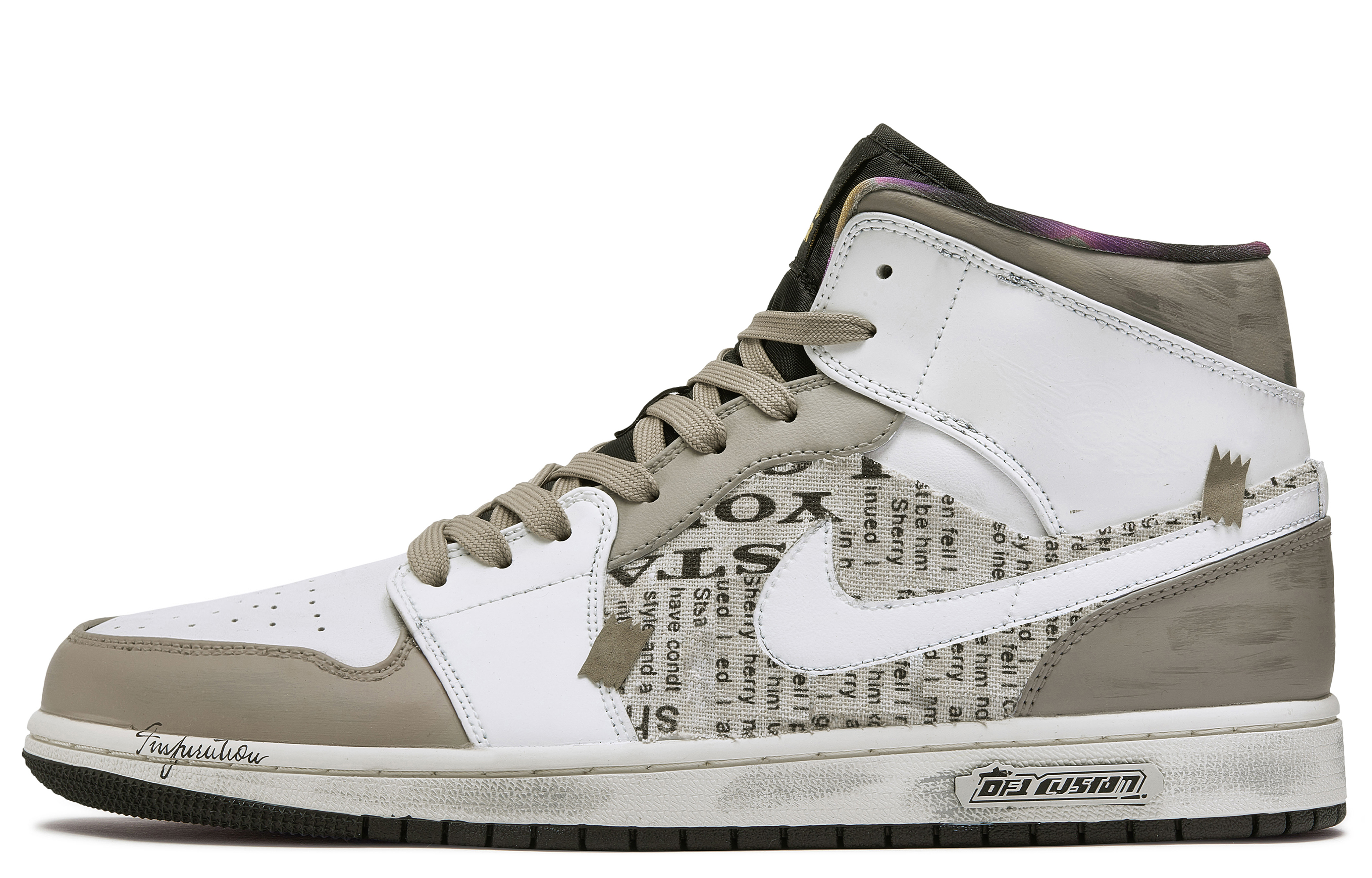 Jordan Air Jordan 1 ADCDAVINCI Custom, Old Newspaper Cushioning Slip Resistant Cushioning Slip Resistant Mid top