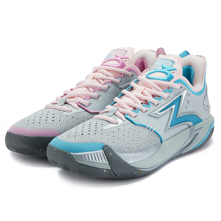 361° BIG3 6.0 Pro Cushioning Slip Resistant Breathable Low top Basketball Shoes Men’s Pink Blue Mismatched