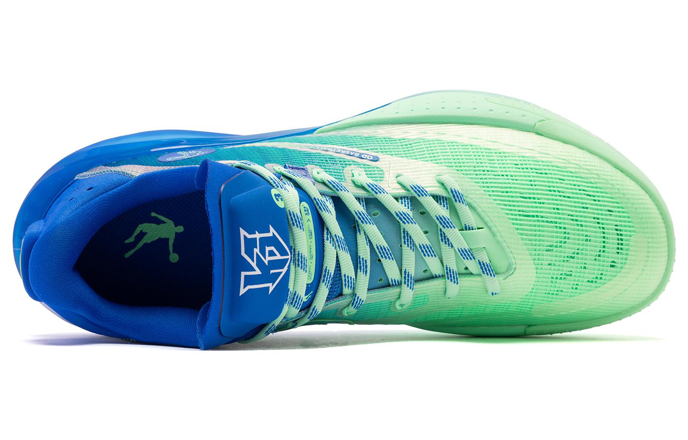 QIAODAN Thorn RISE Ray Q KUNGFU Pro Abrasion Resistant Low top Basketball Shoes Men’s Green Blue