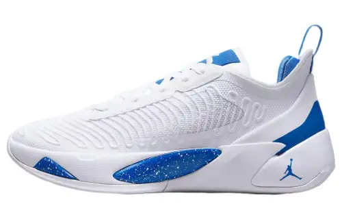 Jordan Luka 1 Doncic 1st generation round toe lace-up fabric shock-absorbing anti-slip wear-resistant wrapping support low-top practical basketball shoes men's blue and white