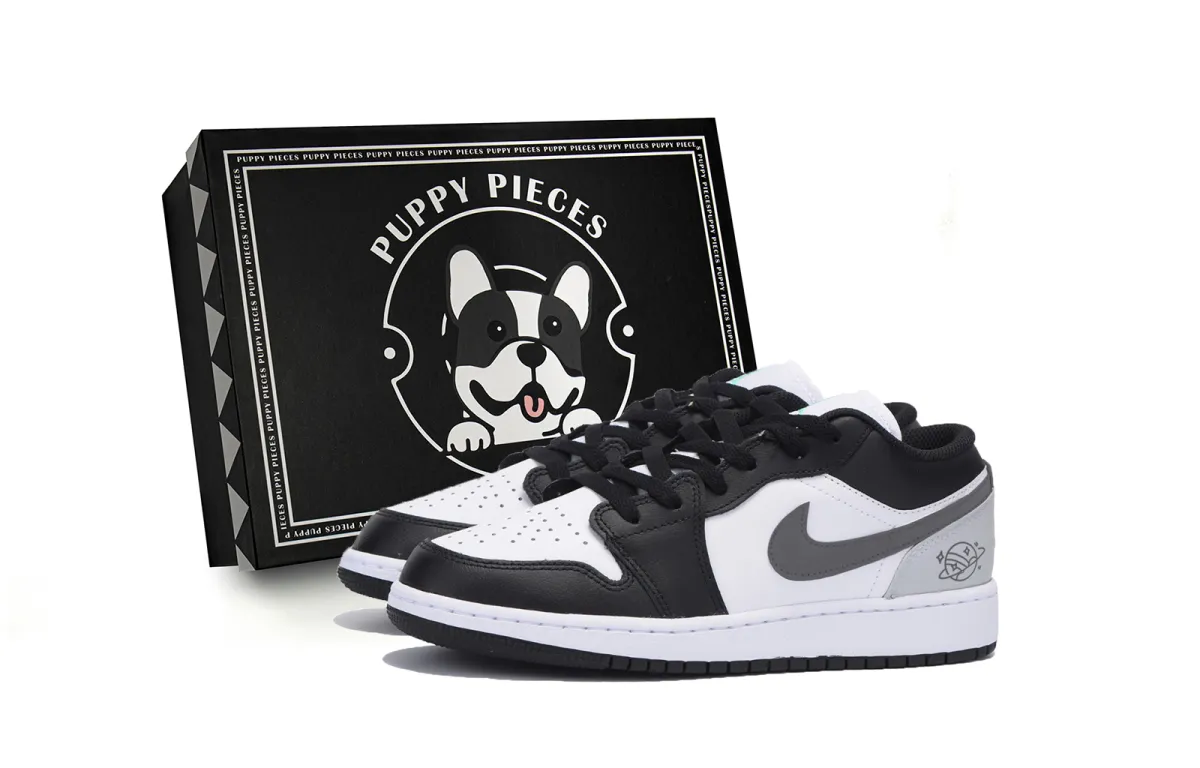 Jordan Air Jordan 1 Slip Resistant Abrasion Resistant Low top Vintage Basketball Shoes Men's Black Gray
