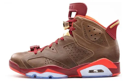 Jordan Air Jordan 6 Vintage Basketball Shoes Men's High Top Brown Red