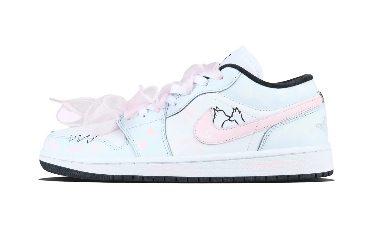 Jordan Air Jordan 1 Soothing Blue Snow Princess Vintage Basketball Shoes Unisex Pink Blue