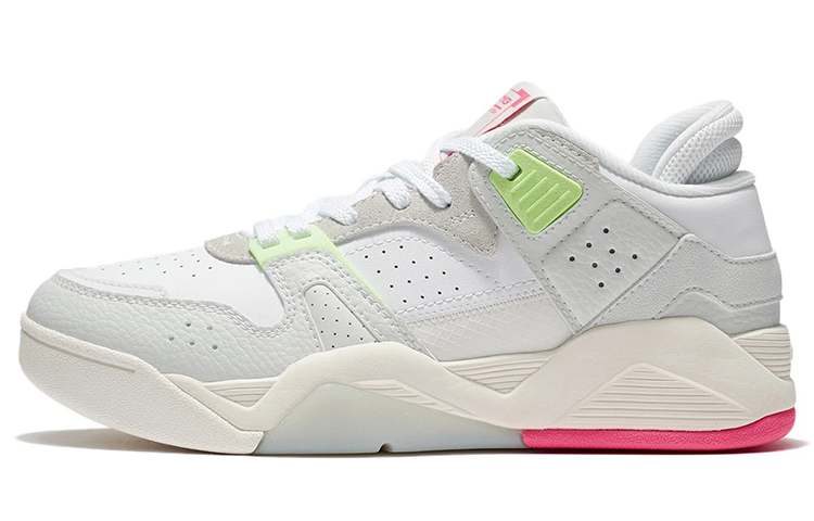 Li Ning Slip Resistant Abrasion Resistant Cushioning Low top Vintage Basketball Shoes Women's Gray Green Red