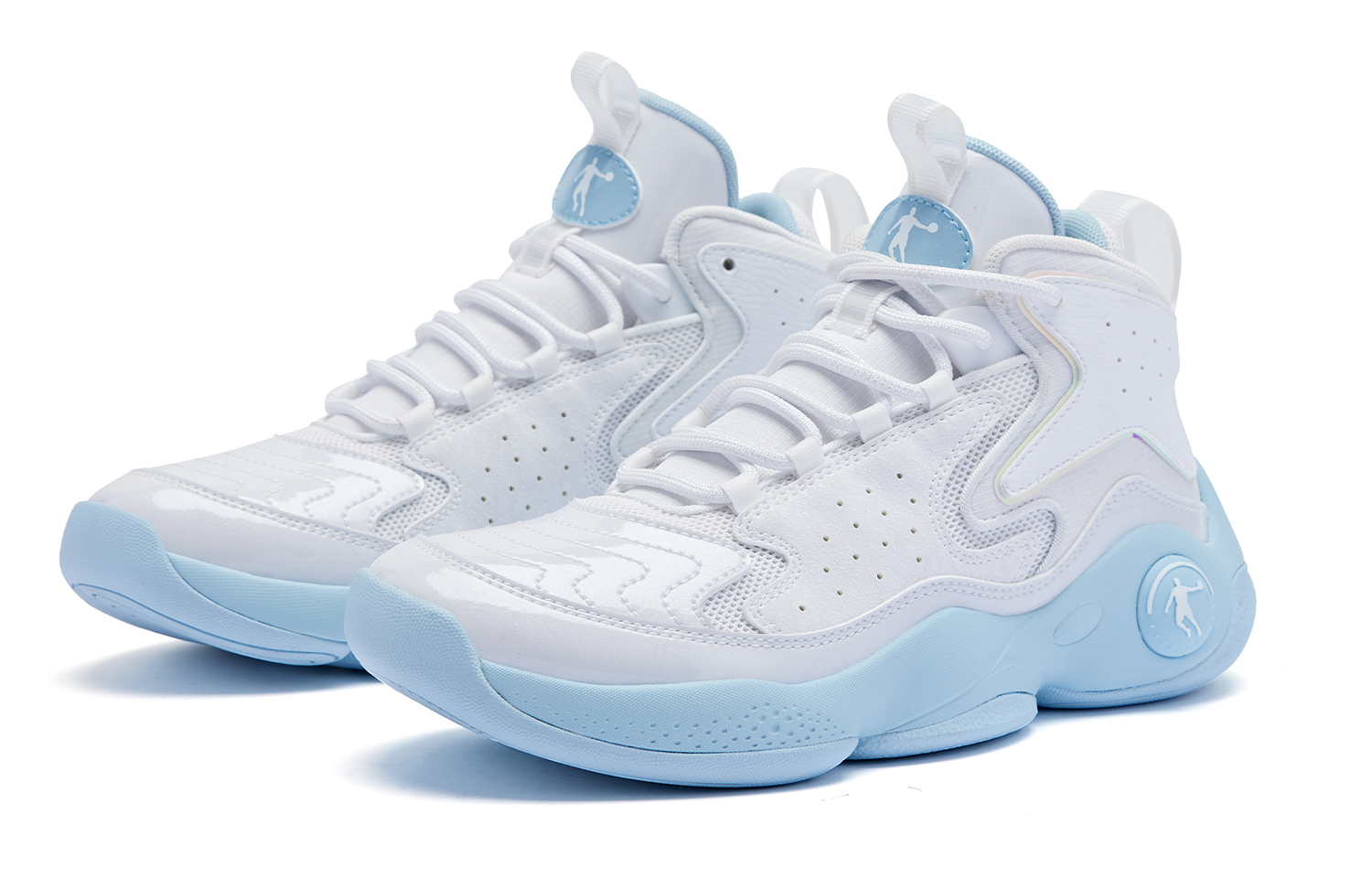 QIAODAN Cushioning Abrasion Resistant Cushioning, Wear Resistant High top Basketball Shoes Women’s White Blue