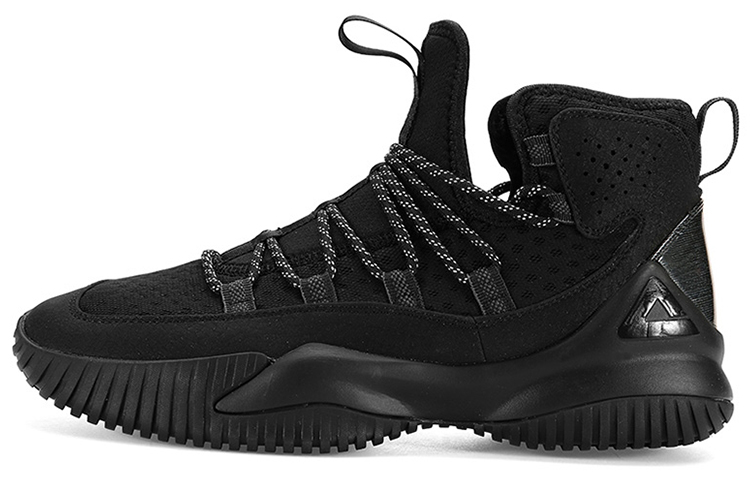 PEAK Textile, TPU Cushioning Slip Resistant Abrasion Resistant Mid top Basketball Shoes Men’s Black
