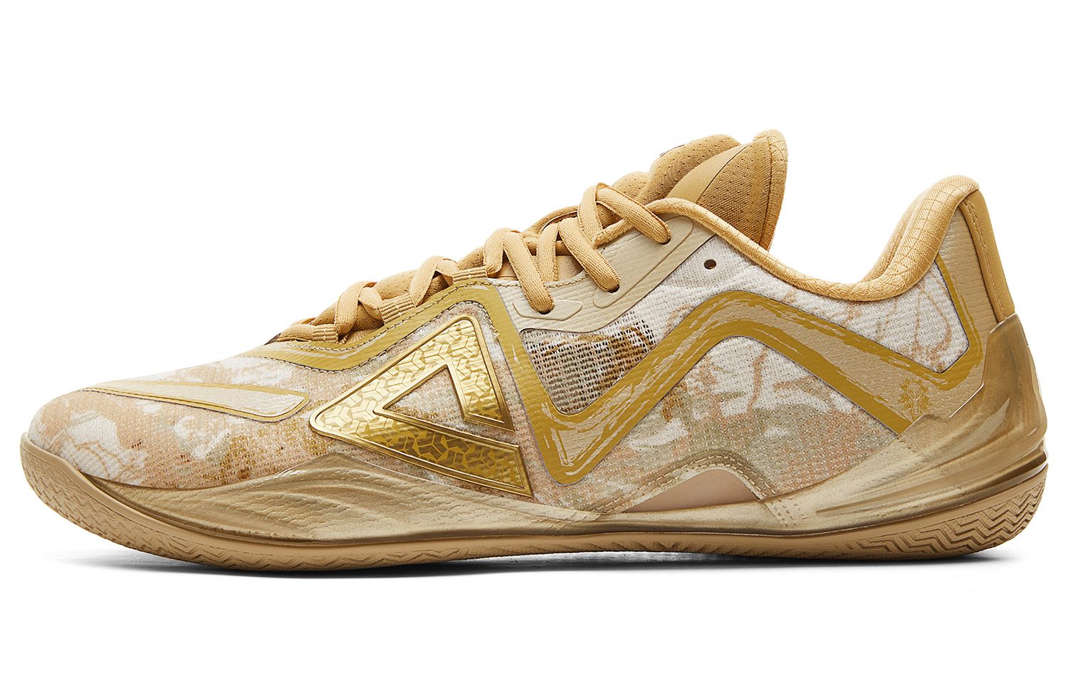 PEAK Cushioning Slip Resistant Coverage Rebound Low top Basketball Shoes Men’s Yellow Brown Gold