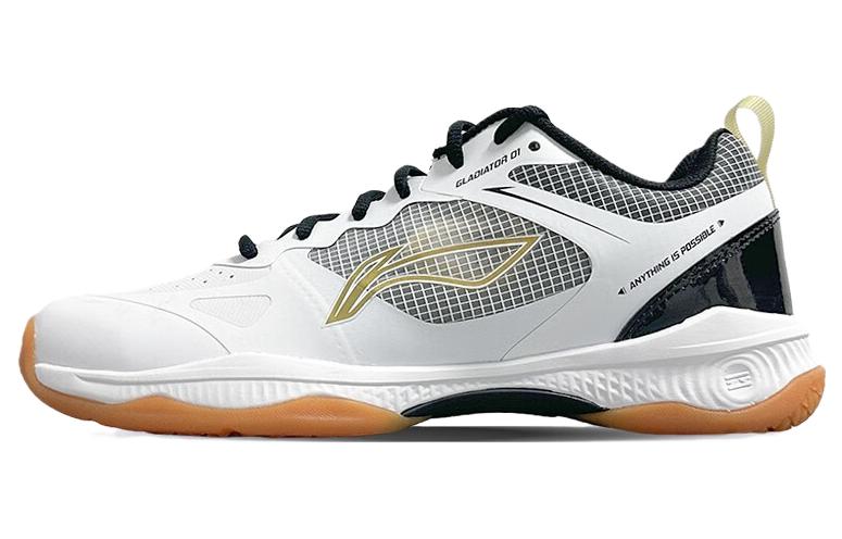 Li Ning Gladiator Comfortable Slip Resistant Abrasion Resistant Low top Badminton Shoes Unisex White Black