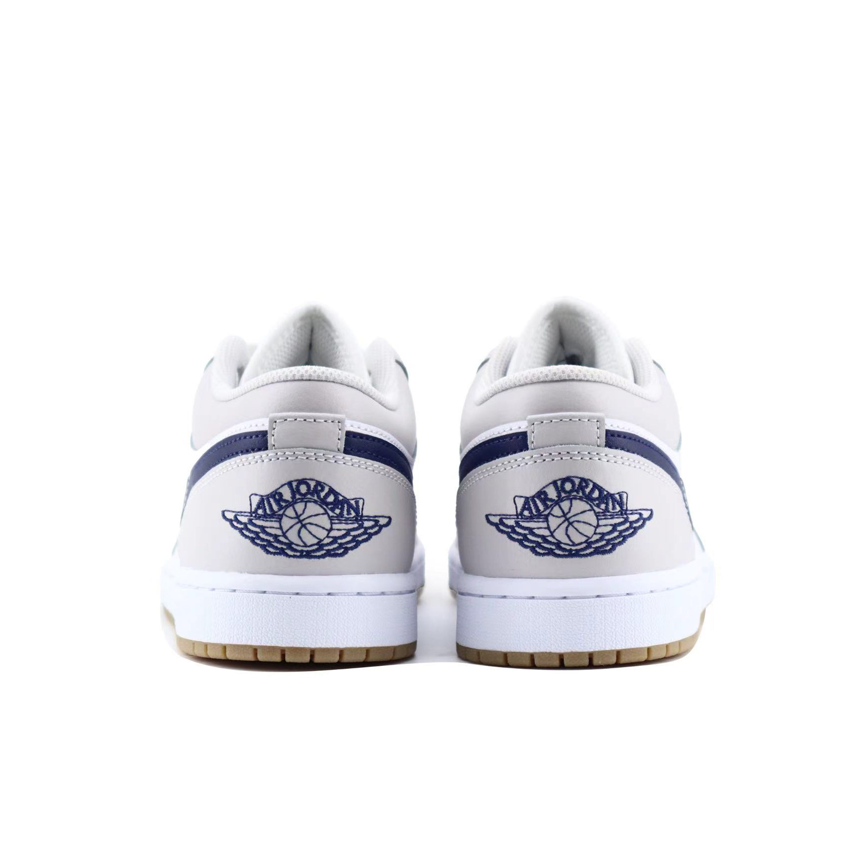 Jordan Air Jordan 1 Cushioning Slip Resistant Low top Vintage Basketball Shoes Unisex Gray White
