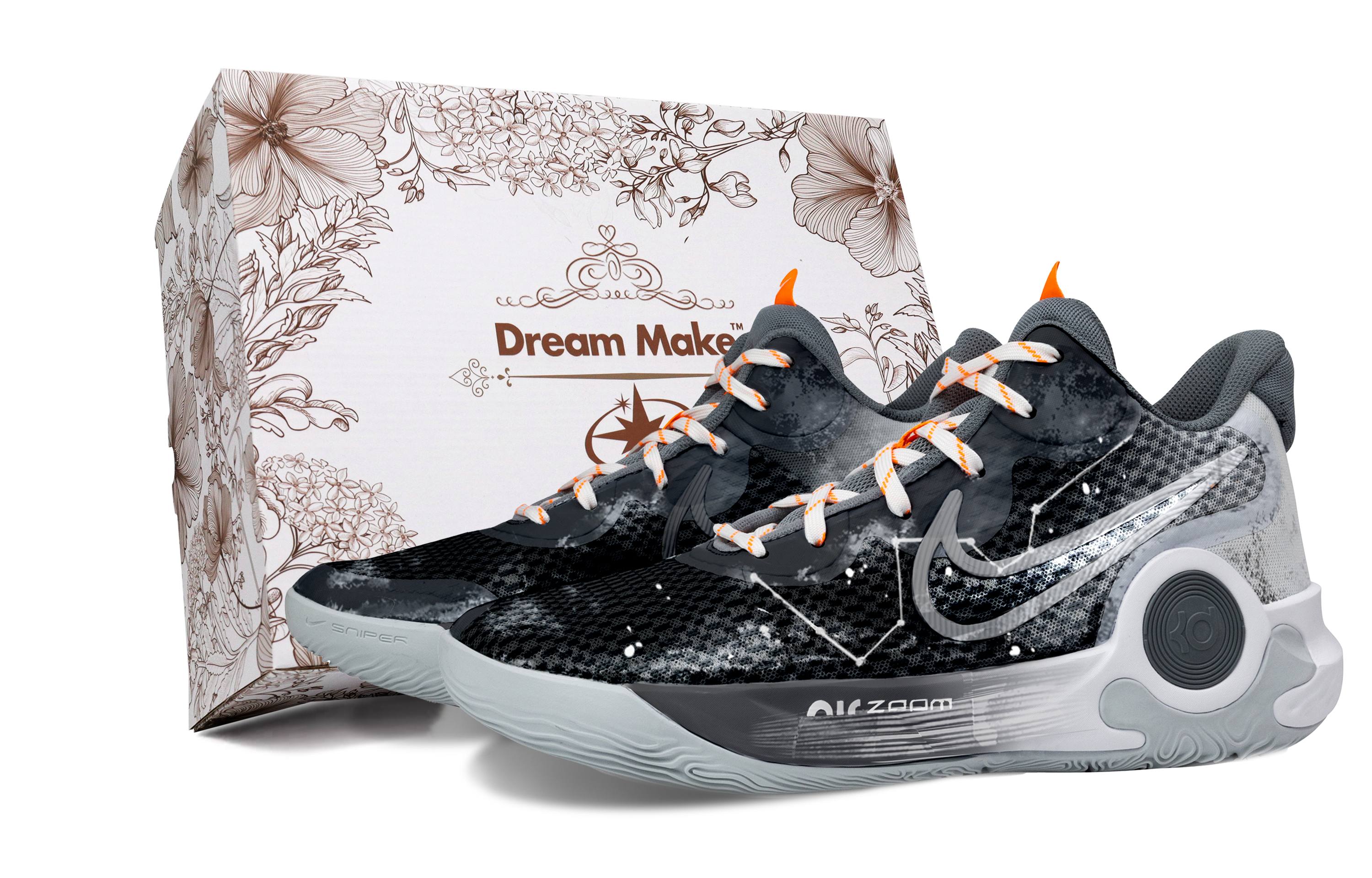 Nike KD Trey 5 IX Star Whisper White Box Fabric Cushioning Breathable Mid top Basketball Shoes Unisex Black