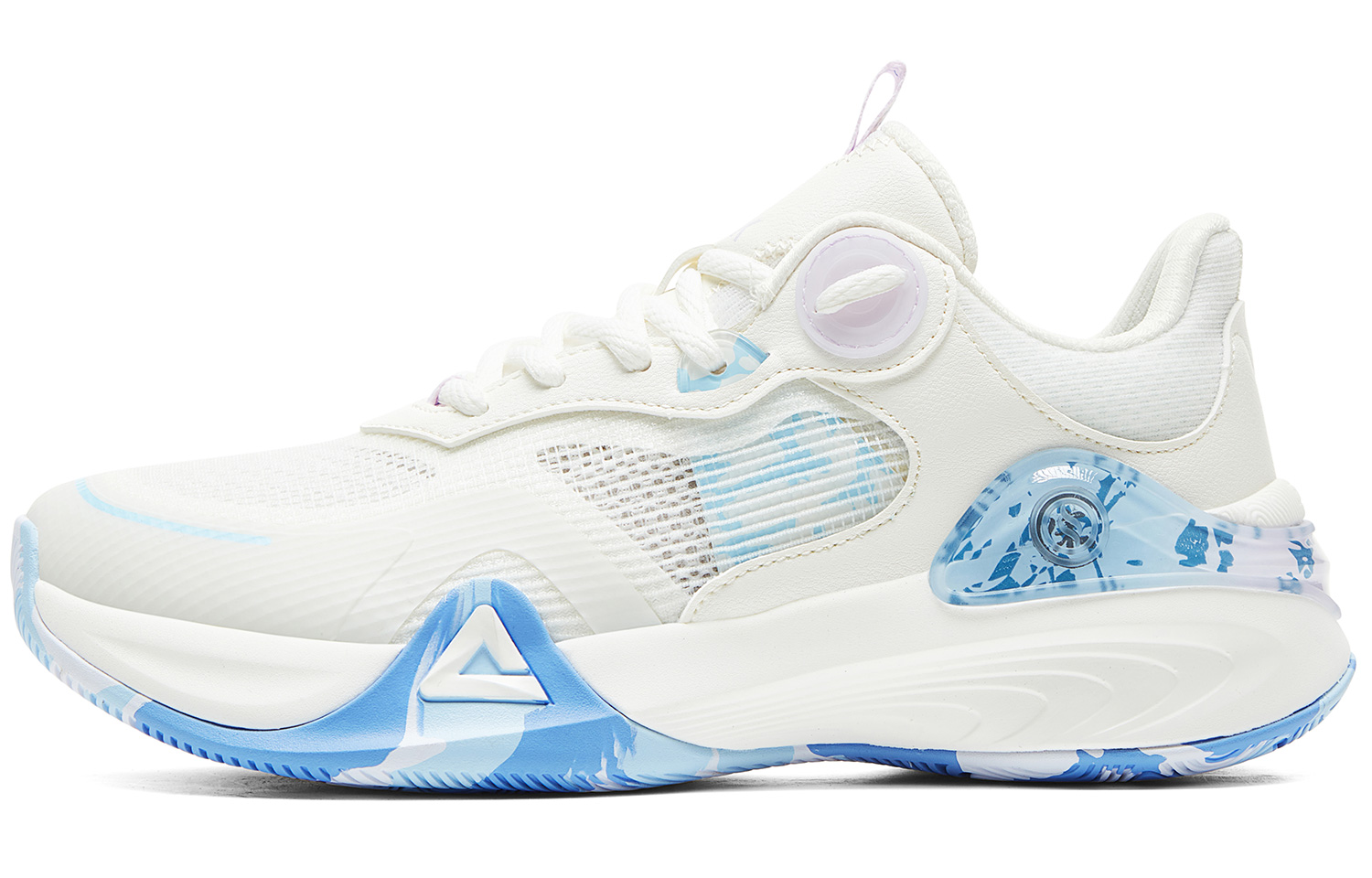 PEAK Lanying Basketball Shoes Women's Low Top Ecru/Moon Blue