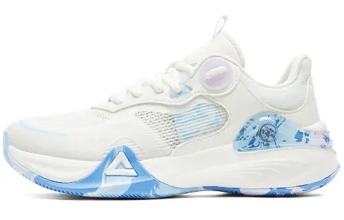 PEAK Lanying Basketball Shoes Women's Low Top Ecru/Moon Blue