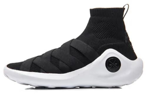 LiNing Wade Series Enlightenment Fabric Synthetic Leather Non-Slip Wear-Resistant High-top Retro Basketball Shoes Black