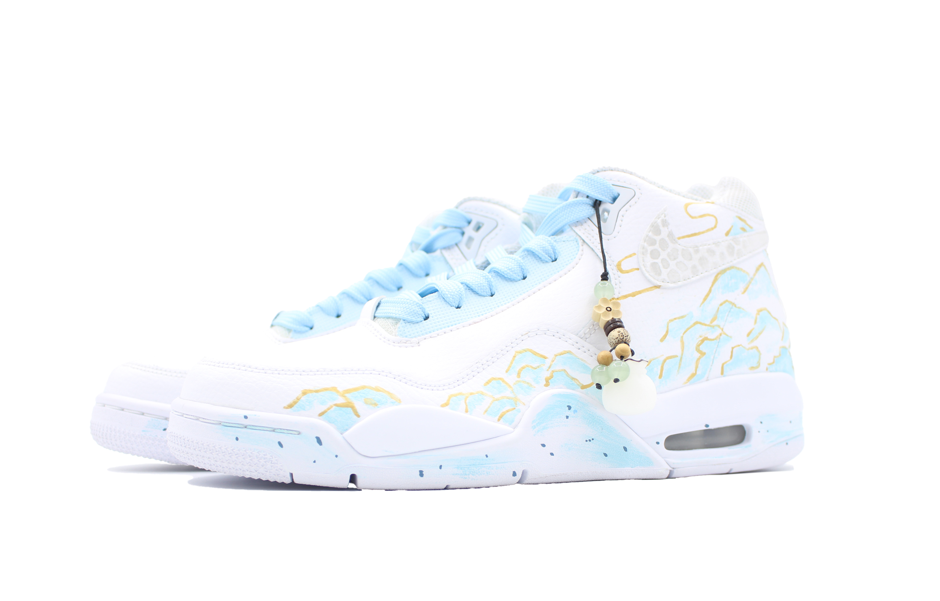 Nike Flight Legacy Layered Emerald And Golden Years Synthetic Leather Slip Resistant Abrasion Resistant Mid top