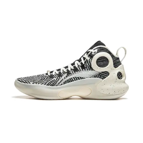 Li Ning Yushuai Ultra Slip Resistant Abrasion Resistant Mid top Basketball Shoes Men's Black White