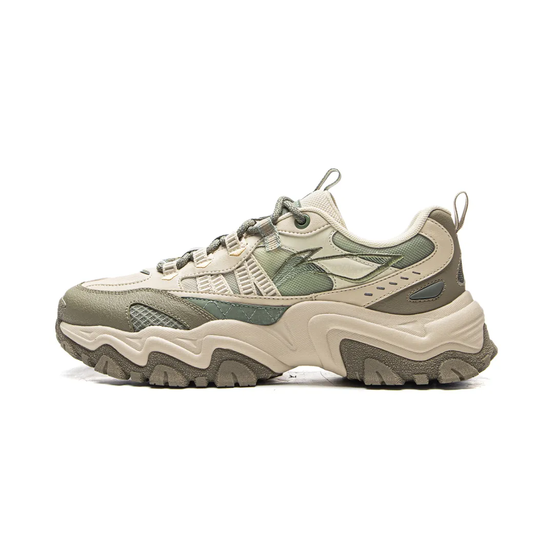 Li Ning Shan Xing Slip Resistant Abrasion Resistant Support Low top Chunky Sneakers Men's Beige Green