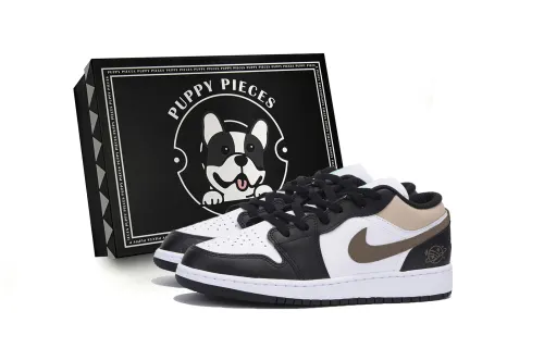 Jordan Air Jordan 1 Abrasion Resistant Slip Resistant Low top Vintage Basketball Shoes Men's Black White Brown