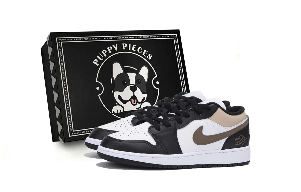 Jordan Air Jordan 1 Abrasion Resistant Slip Resistant Low top Vintage Basketball Shoes Men's Black White Brown