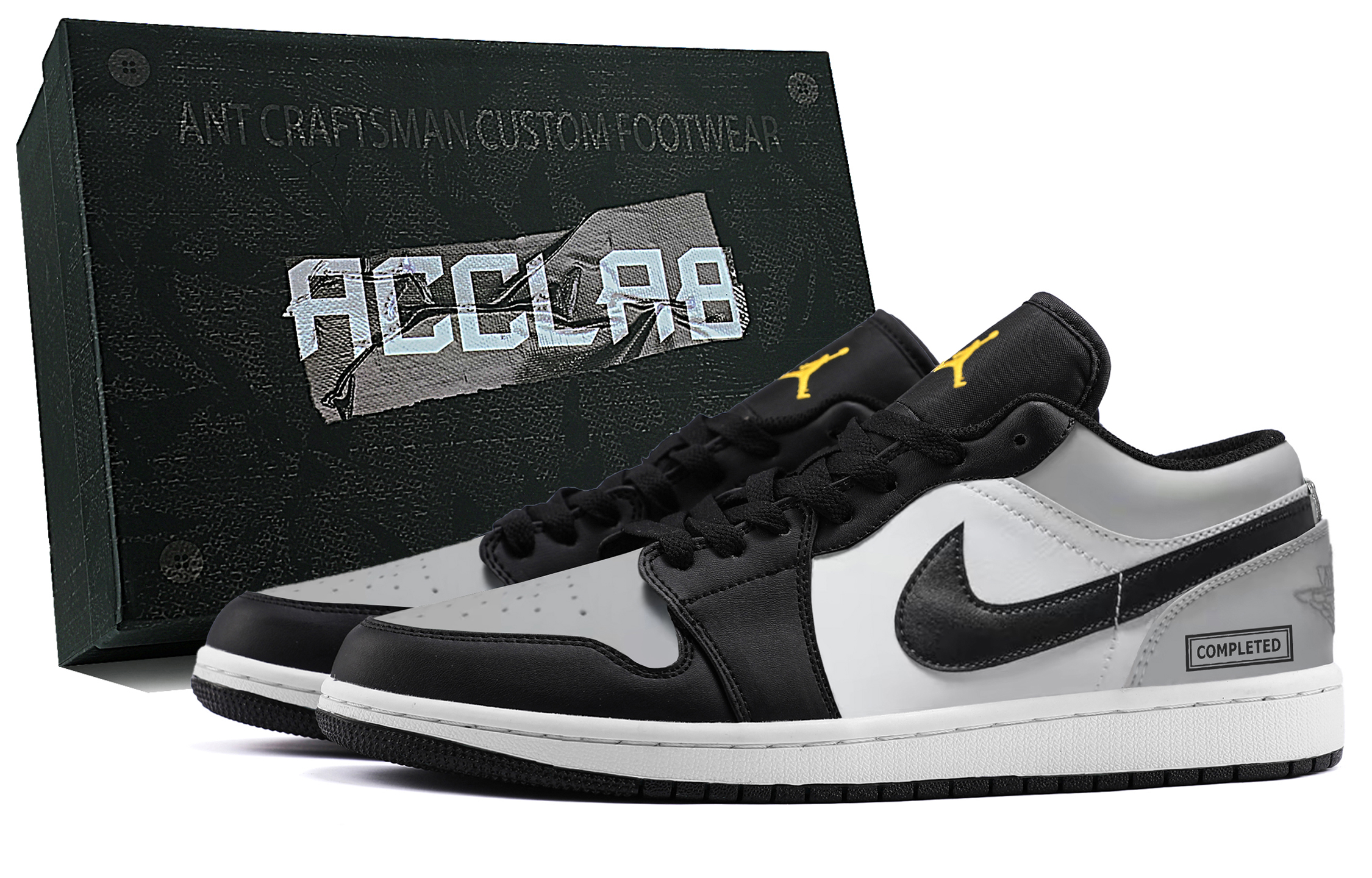 Jordan 1 Abrasion Resistant Low top Vintage Basketball Shoes Unisex Black Gray
