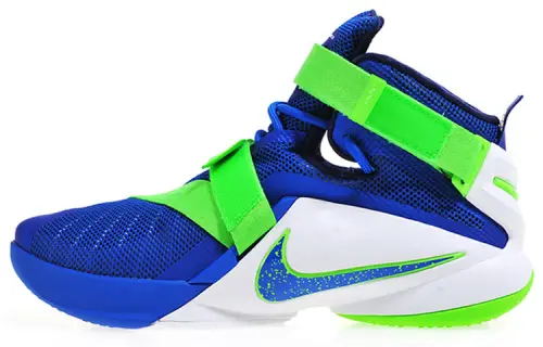 Nike LeBron Zoom Soldier 9 EP James Soldier 9 round toe, shock-absorbing, non-slip, wear-resistant, wrapped and rebound, mid-top, practical basketball shoes, same style for men and women, blue-green, domestic version