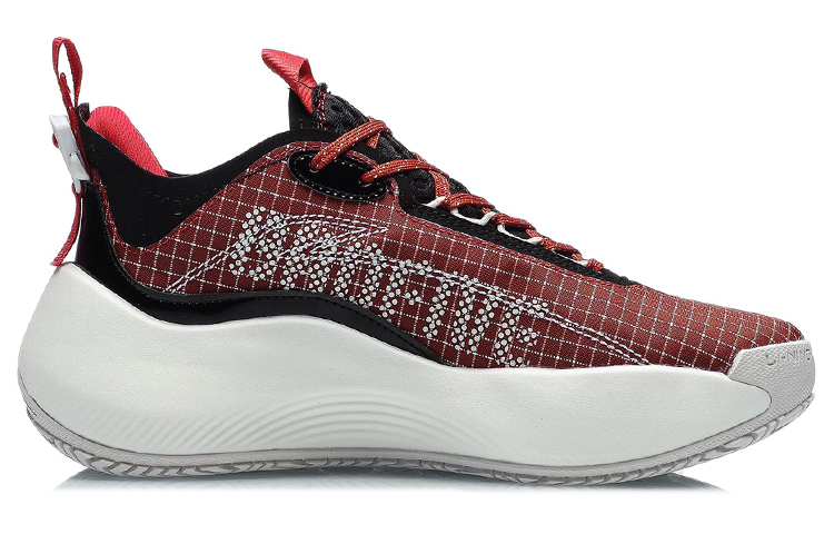 Li Ning BD5 Street Sole Slip Resistant Cushioning Low top Basketball Shoes Women’s Chinese Paintings Red