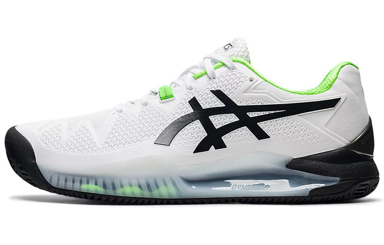 Asics Gel Resolution 8 Clay Low top Tennis Shoes Men's White Black Green