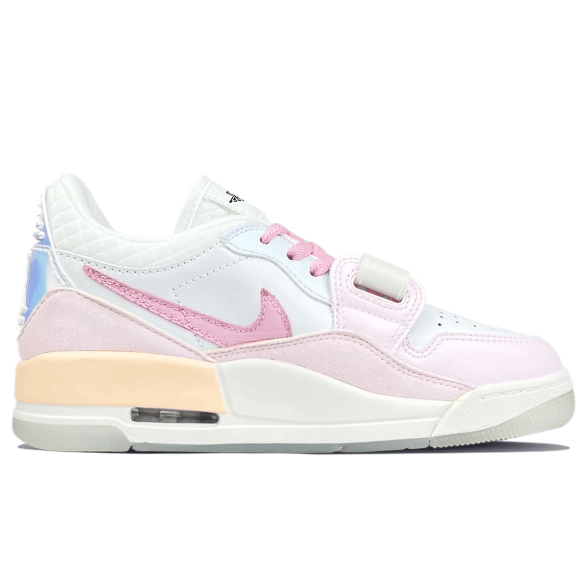 Jordan Legacy 312 Slip Resistant Abrasion Resistant Mid top Vintage Basketball Shoes Unisex Pink Blue White