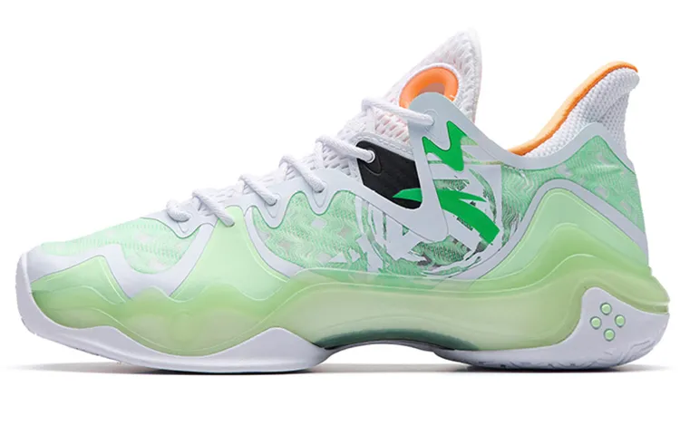 Anta Shock Wave 4 Nitrogen Technology Low top Performance Basketball Shoes Men's White Green